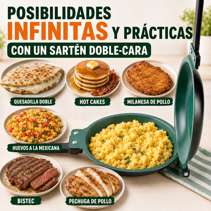 Sartén Doble Cara Antiadherente Voltea Fácil