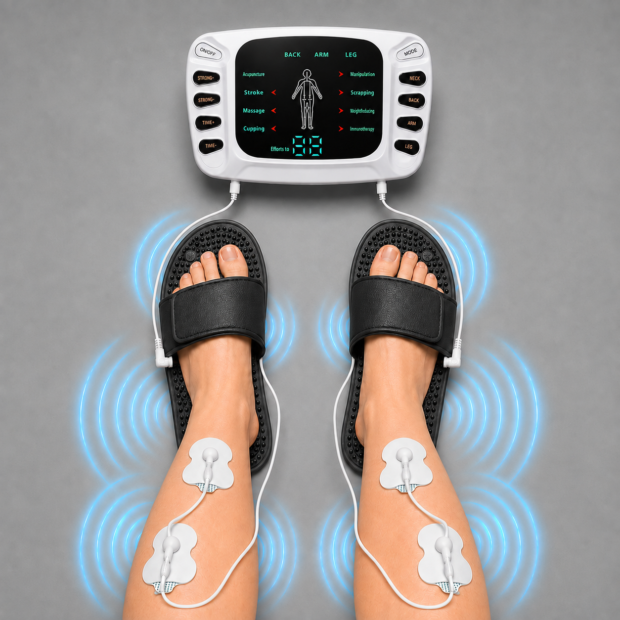 Electroestimulador Muscular Antiestrés: Sandalias + Parches