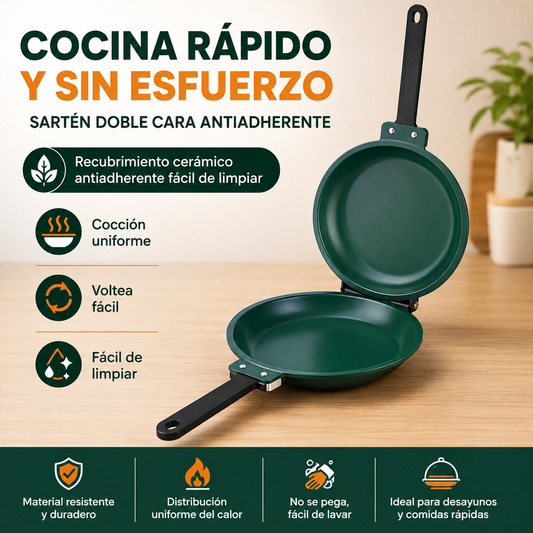 Sartén Doble Cara Antiadherente Voltea Fácil