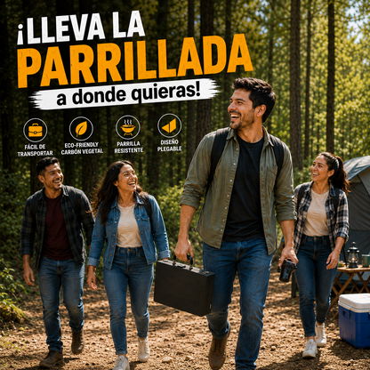 Combo Asador Portátil Plegable + Soplador Eléctrico