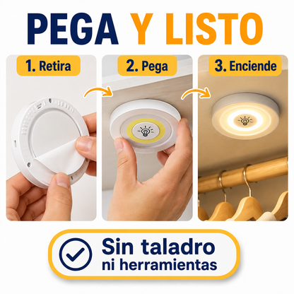 Set 3 Focos LED Adheribles con Control Remoto