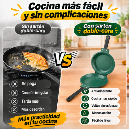 Sartén Doble Cara Antiadherente Voltea Fácil