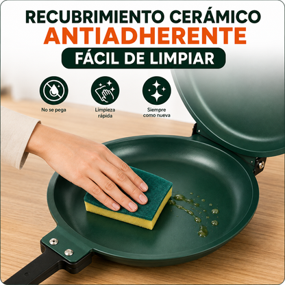 Sartén Doble Cara Antiadherente Voltea Fácil