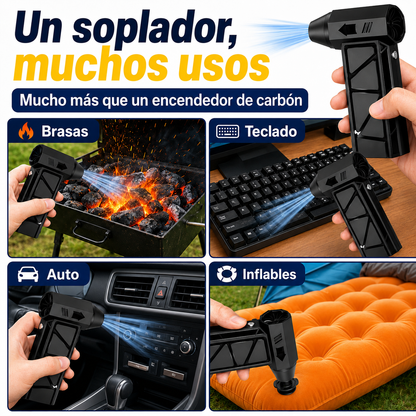 Combo Asador Portátil Plegable + Soplador Eléctrico