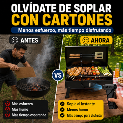 Combo Asador Portátil Plegable + Soplador Eléctrico