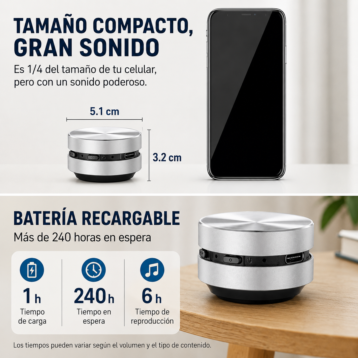 Bocina Portátil de Resonancia para Casco y Ducha