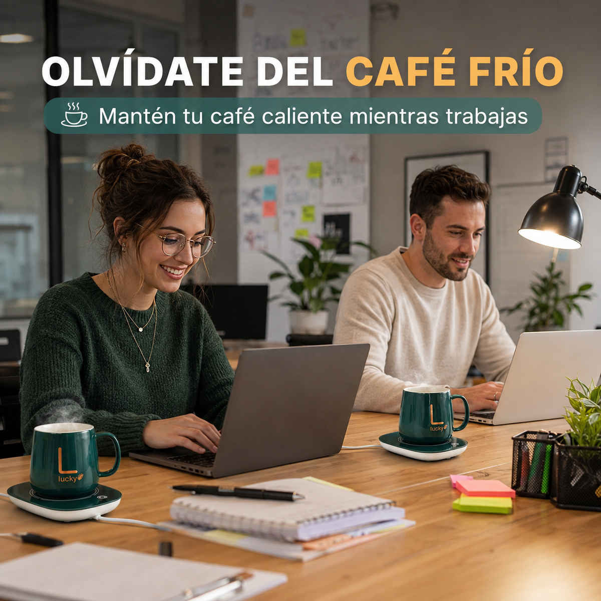 Sartén Doble Cara + Taza con Base Calentadora = ¡Combo para desayunos express!