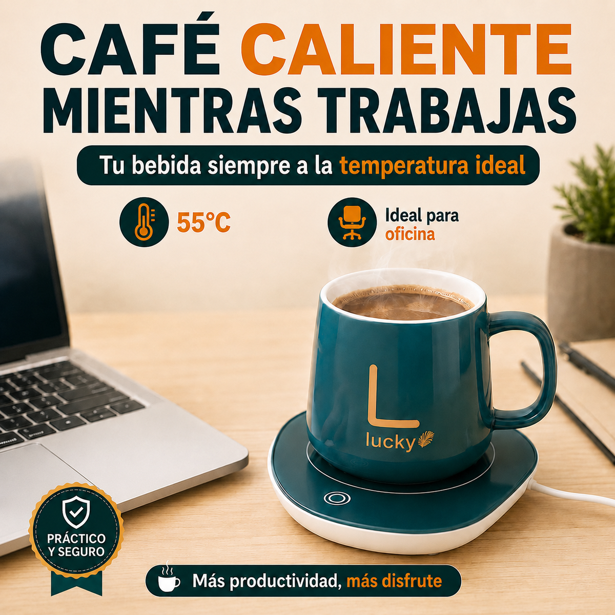 Taza con Calentador Eléctrico Inteligente 55°C
