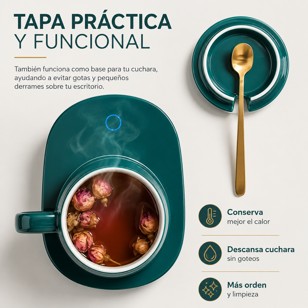 Sartén Doble Cara + Taza con Base Calentadora = ¡Combo para desayunos express!