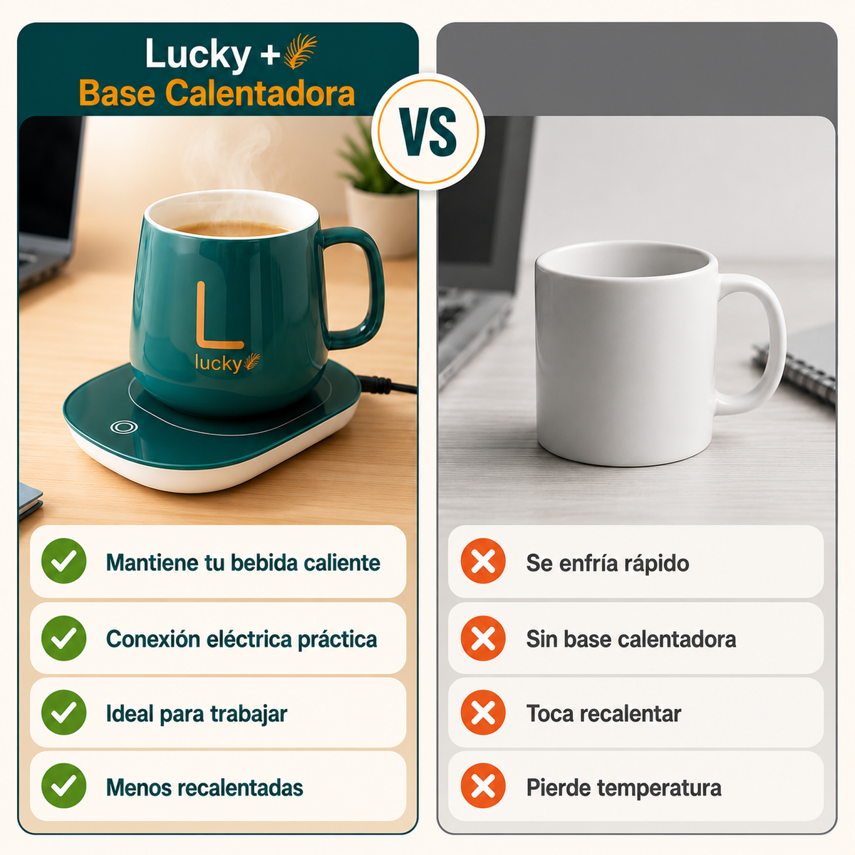 Sartén Doble Cara + Taza con Base Calentadora = ¡Combo para desayunos express!