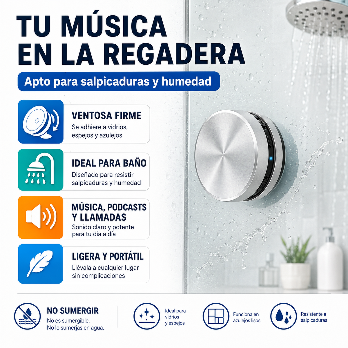 Bocina Portátil de Resonancia para Casco y Ducha