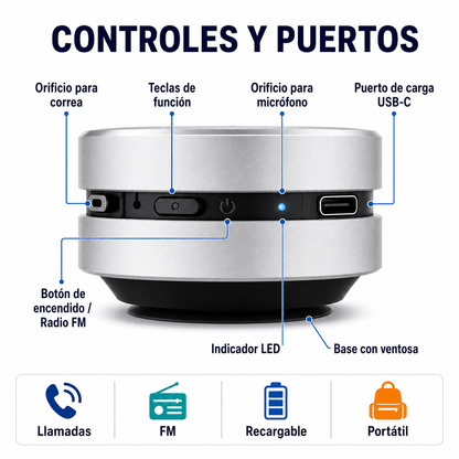 Bocina Portátil de Resonancia para Casco y Ducha