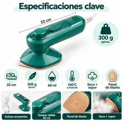 Mini Plancha de Vapor Portátil 2 en 1 - ¡Ideal para Viaje y Emergencias!