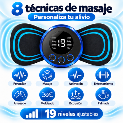Mini Masajeador Portátil Cervical y Espalda - Parche Electroestimulador TENS Recargable