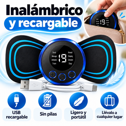 Mini Masajeador Portátil Cervical y Espalda - Parche Electroestimulador TENS Recargable