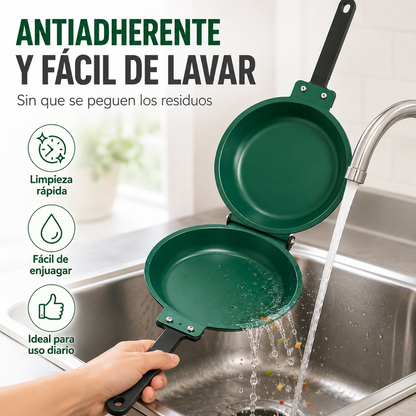 Sartén Doble Cara Antiadherente Voltea Fácil